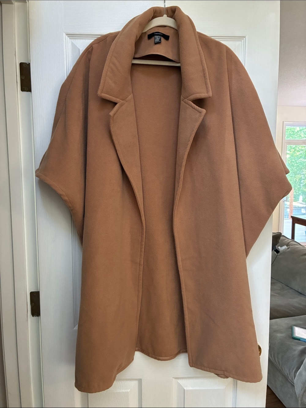Forever 21 Camel Open-Front Cape Coat